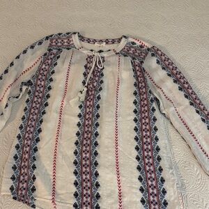 Dylan Red and Blue Patterned Blouse